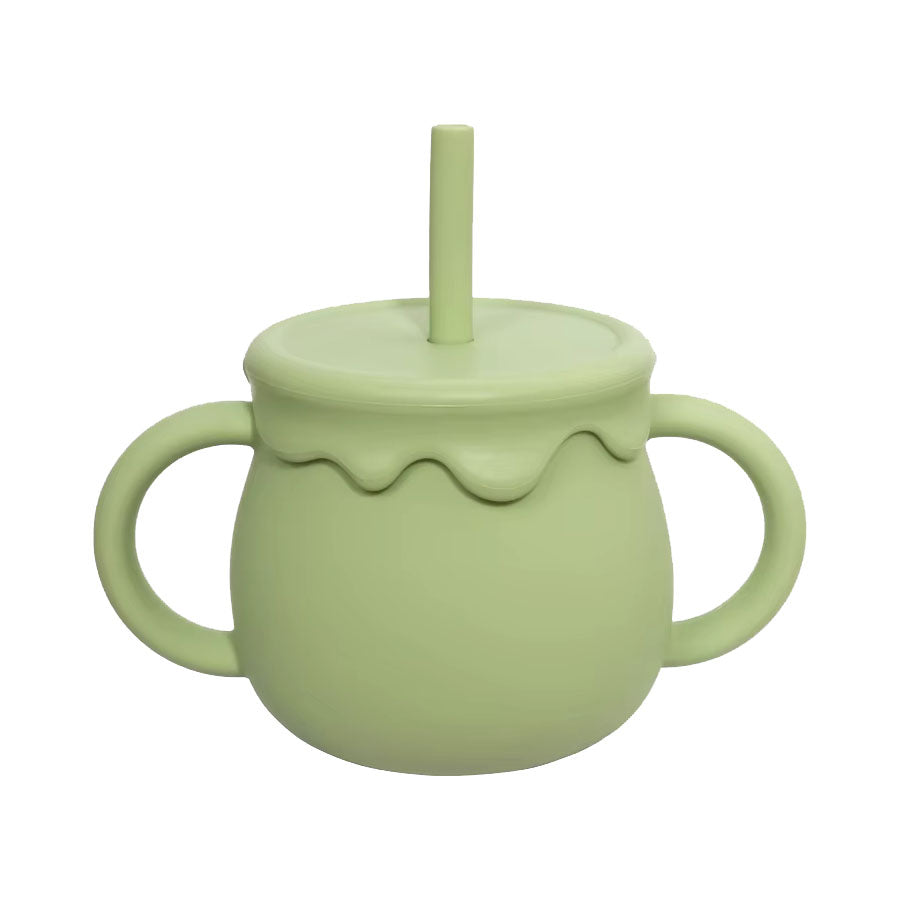 Goblet Avec Paille Silicone Vert