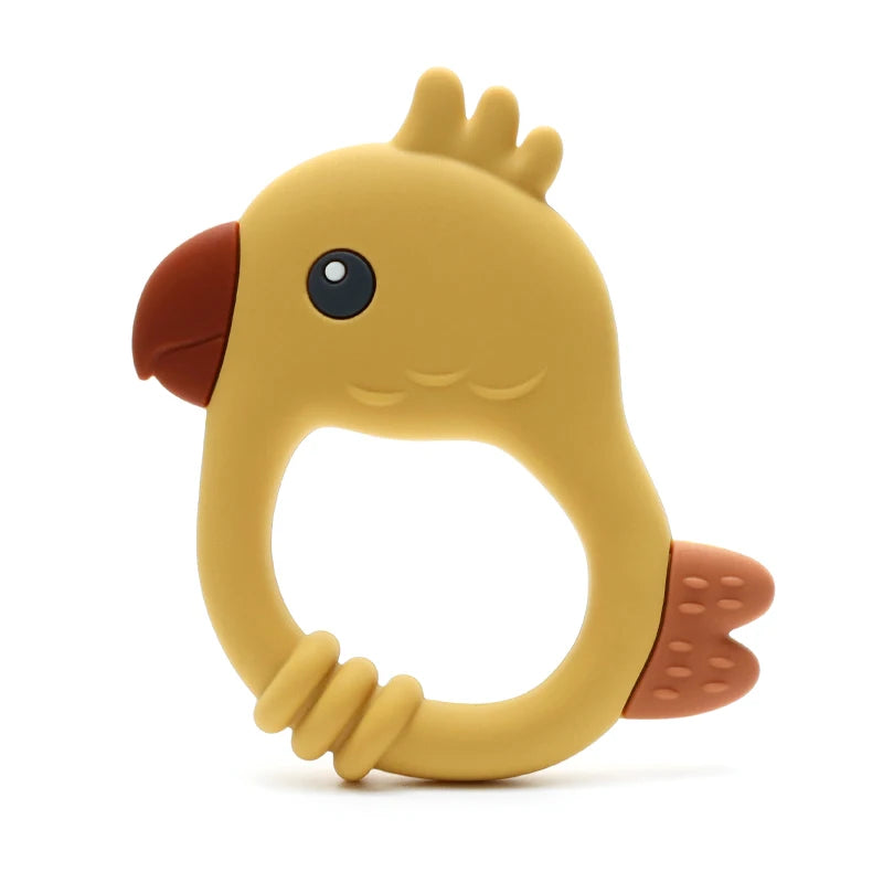 Anneau de Dentition Perroquet Silicone Jaune
