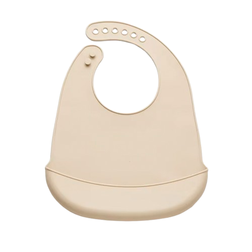Bavoir réglable avec Bac récupérateur Silicone Beige