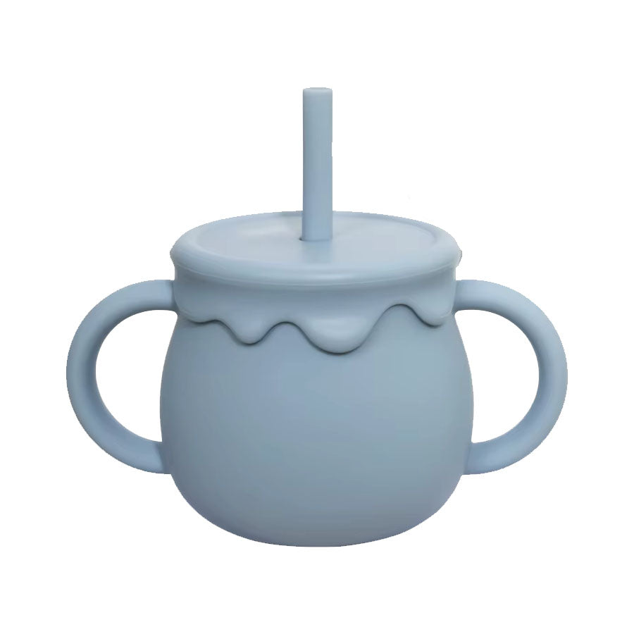 Goblet Avec Paille Silicone Bleue