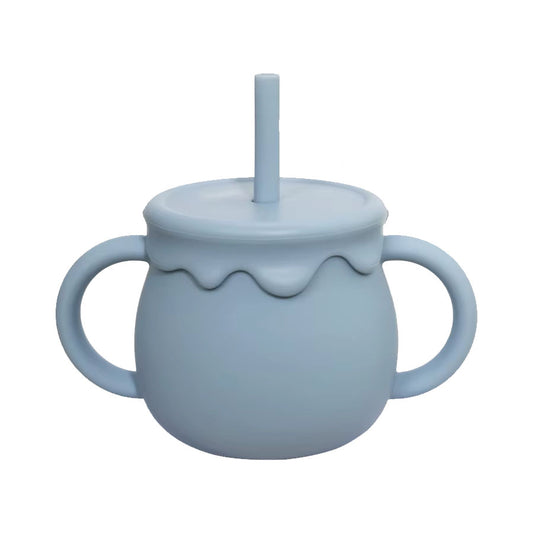 Goblet Avec Paille Silicone Bleue