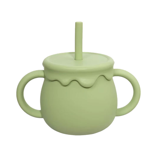 Goblet Avec Paille Silicone Vert