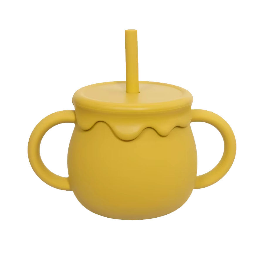 Goblet Avec Paille Silicone Jaune
