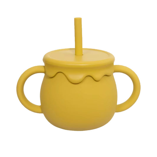 Goblet Avec Paille Silicone Jaune