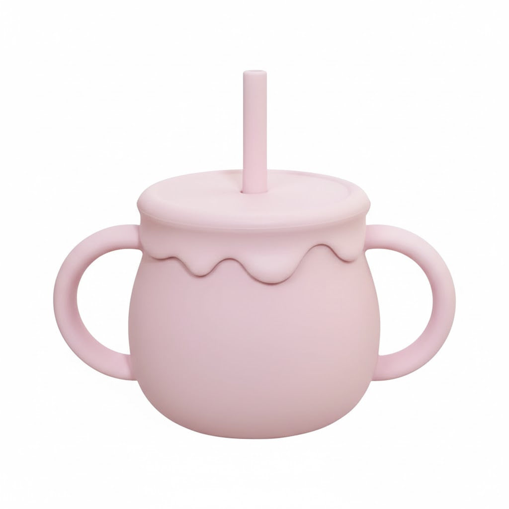 Goblet Avec Paille Silicone Rose