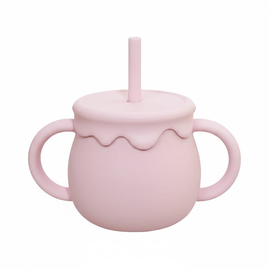 Goblet Avec Paille Silicone Rose