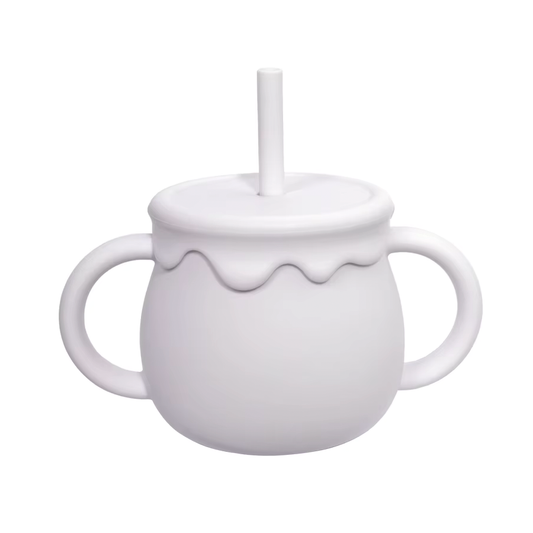 Goblet Avec Paille Silicone Blanc