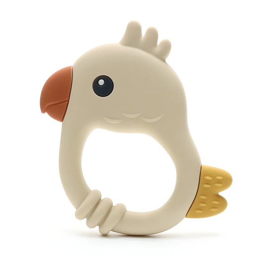 Anneau de Dentition Perroquet Silicone Beige