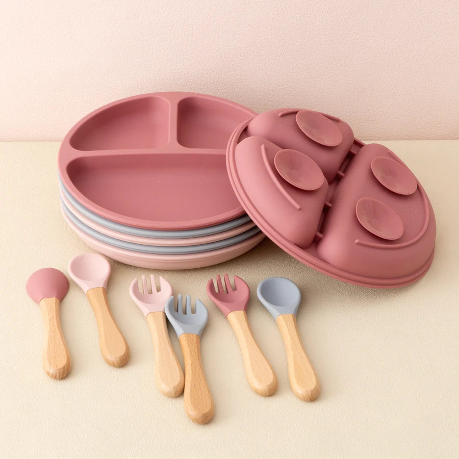 Set Repas Enfant Silicone 3 pièces Bleue