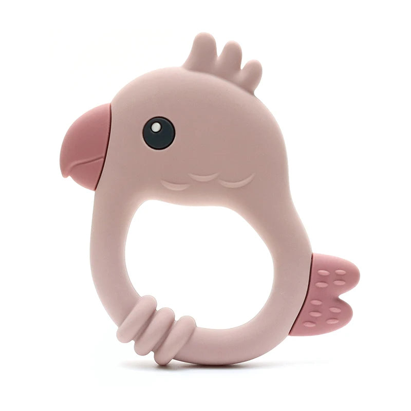 Anneau de Dentition Perroquet Silicone Rose