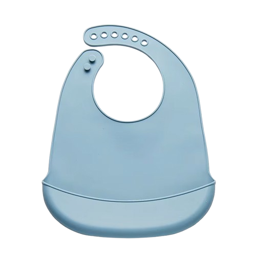 Bavoir réglable avec Bac récupérateur Silicone Bleue